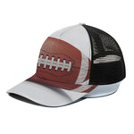 American Football Ball Print Black Mesh Trucker Cap