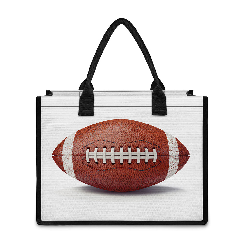 American Football Ball Print Canvas Tote Bag
