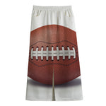 American Football Ball Print Cotton Front Slit Maxi Skirt