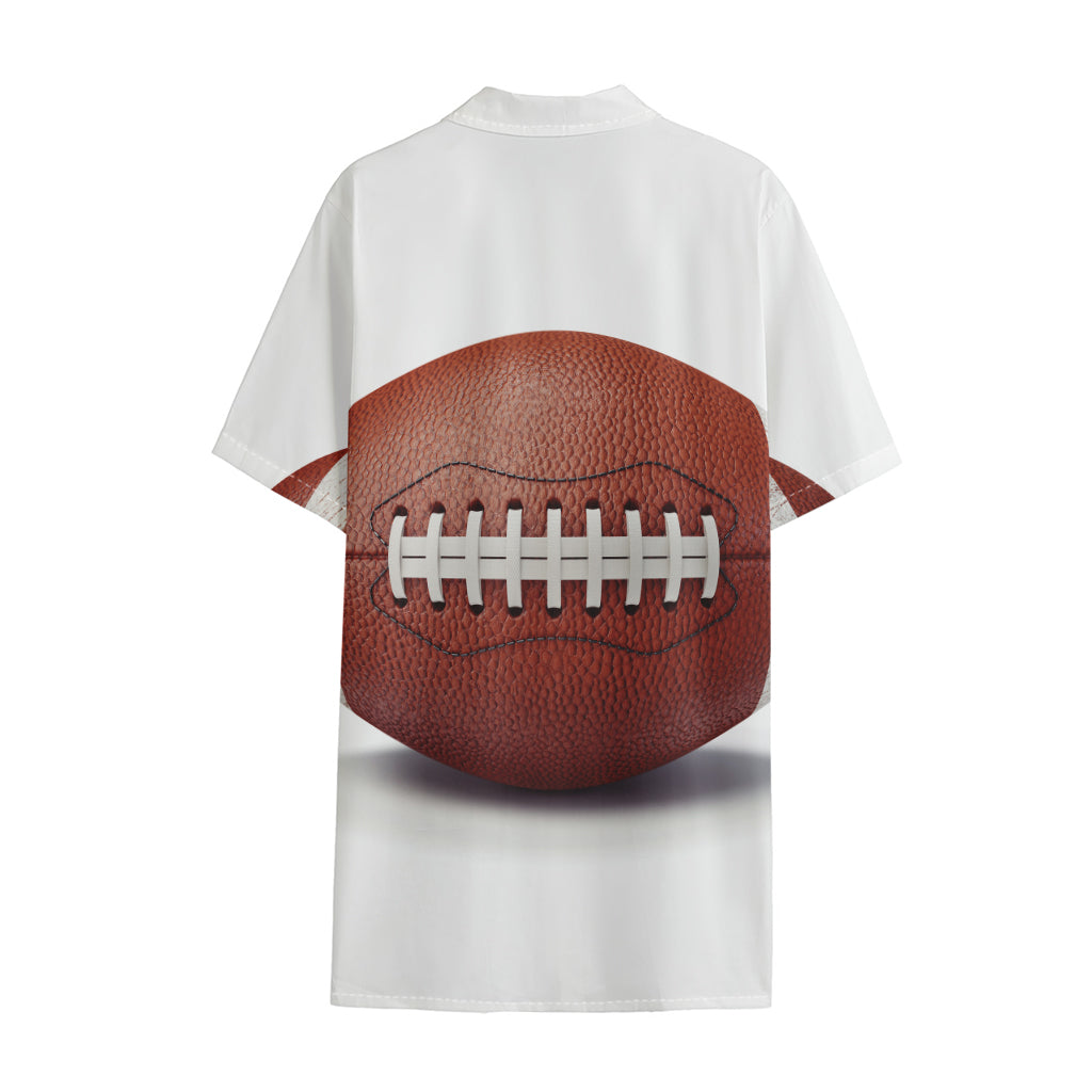 American Football Ball Print Cotton Hawaiian Shirt