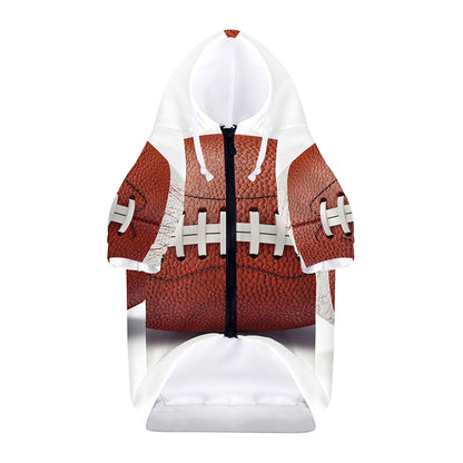 American Football Ball Print Dog Zip Up Hoodie