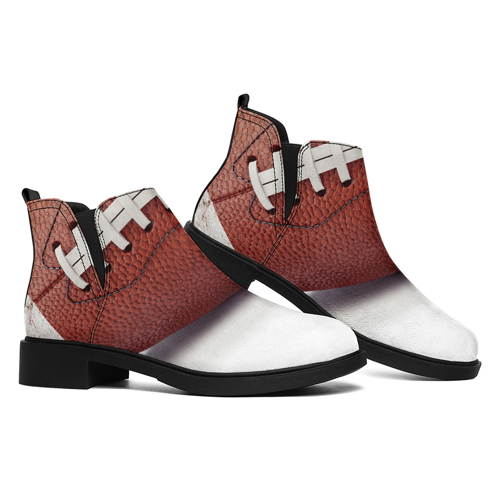 American Football Ball Print Flat Ankle Boots