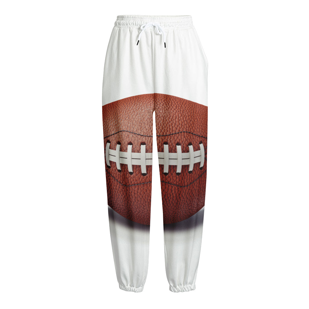 American Football Ball Print Fleece Lined Knit Pants