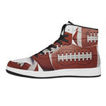 American Football Ball Print High Top Leather Sneakers