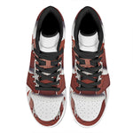American Football Ball Print High Top Leather Sneakers