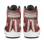 American Football Ball Print High Top Leather Sneakers