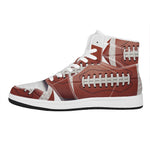 American Football Ball Print High Top Leather Sneakers