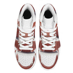 American Football Ball Print High Top Leather Sneakers