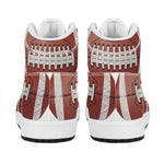 American Football Ball Print High Top Leather Sneakers