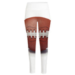American Football Ball Print High-Waisted Pocket Leggings