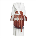 American Football Ball Print Hooded Bathrobe