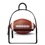 American Football Ball Print Leather Backpack