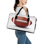 American Football Ball Print Leather Duffle Bag