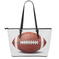 American Football Ball Print Leather Tote Bag With Zipper