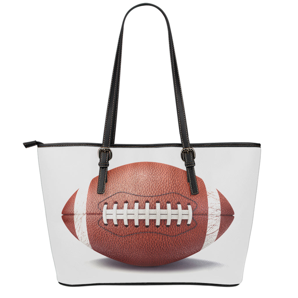 American Football Ball Print Leather Tote Bag