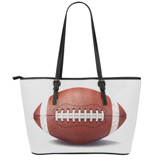 American Football Ball Print Leather Tote Bag