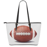 American Football Ball Print Leather Tote Bag