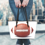 American Football Ball Print Leather Tote Bag