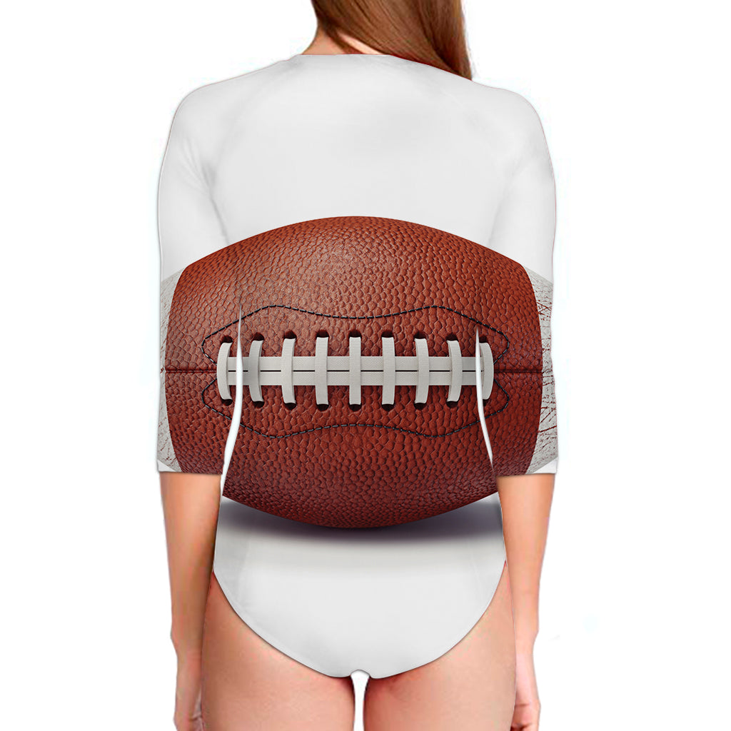 American Football Ball Print Long Sleeve Swimsuit