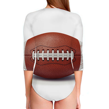 American Football Ball Print Long Sleeve Swimsuit