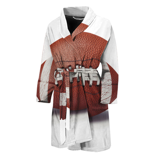 American Football Ball Print Men's Bathrobe