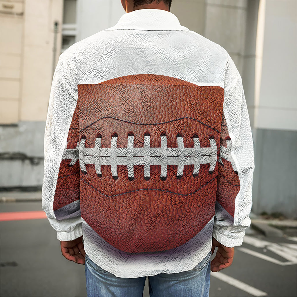 American Football Ball Print Men's Shirt Jacket
