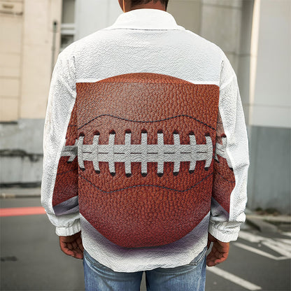 American Football Ball Print Men's Shirt Jacket