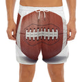 American Football Ball Print Men's Split Running Shorts
