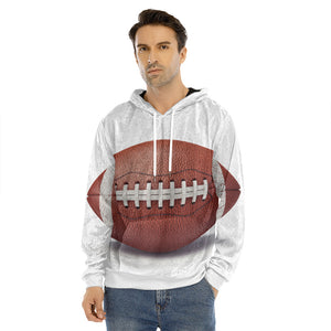 American Football Ball Print Men's Velvet Pullover Hoodie