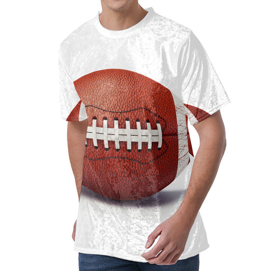 American Football Ball Print Men's Velvet T-Shirt