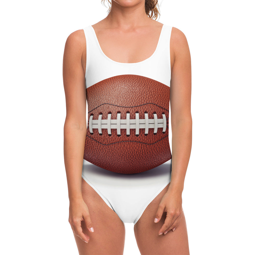 American Football Ball Print One Piece Swimsuit