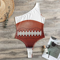 American Football Ball Print One Shoulder Bodysuit
