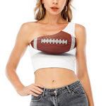 American Football Ball Print One Shoulder Crop Top