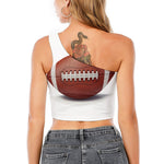 American Football Ball Print One Shoulder Crop Top