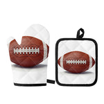 American Football Ball Print Oven Mitt And Pot Holder Set