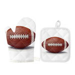American Football Ball Print Oven Mitt And Pot Holder Set