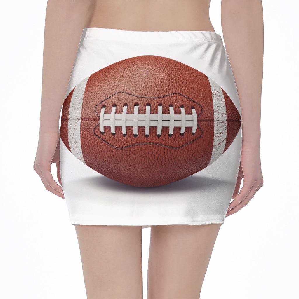 American Football Ball Print Pencil Mini Skirt