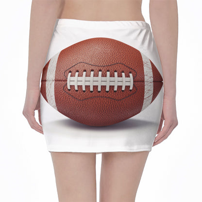 American Football Ball Print Pencil Mini Skirt