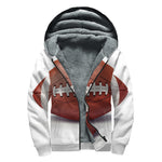 American Football Ball Print Sherpa Lined Zip Up Hoodie