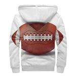 American Football Ball Print Sherpa Lined Zip Up Hoodie