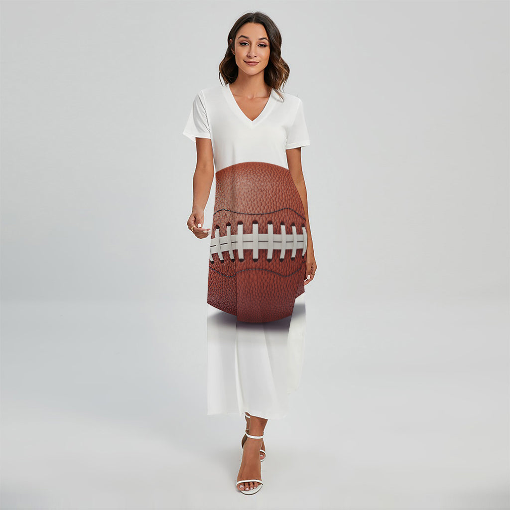 American Football Ball Print Short Sleeve Maxi Dress