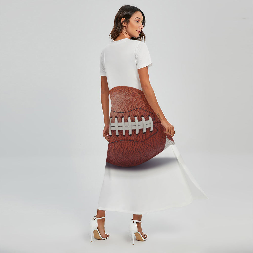 American Football Ball Print Short Sleeve Maxi Dress