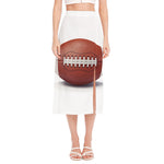 American Football Ball Print Side Slit Midi Skirt