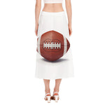 American Football Ball Print Side Slit Midi Skirt