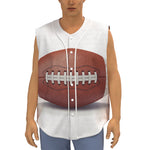 American Football Ball Print Sleeveless Baseball Jersey
