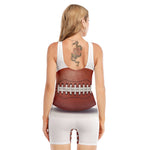 American Football Ball Print Sleeveless One Piece Swimsuit