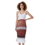 American Football Ball Print Slim Fit Midi Cami Dress