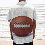 American Football Ball Print Textured Short Sleeve Shirt