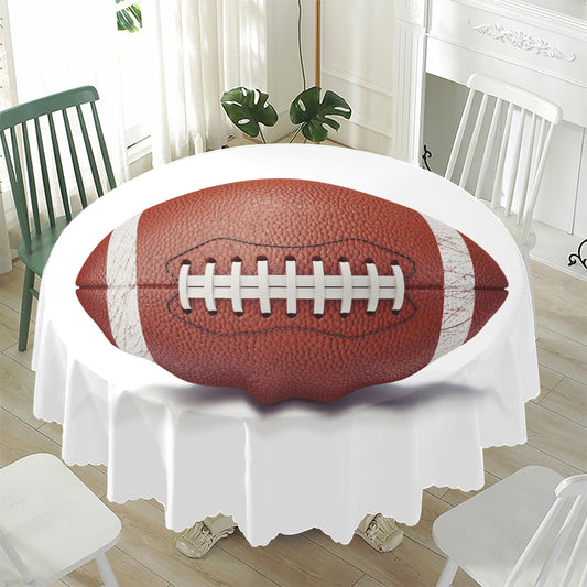 American Football Ball Print Waterproof Round Tablecloth