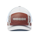 American Football Ball Print White Mesh Trucker Cap